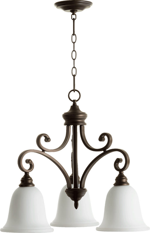 Myhouse Lighting Quorum - 6354-3-186 - Three Light Chandelier - Bryant - Oiled Bronze w/ Satin Opal