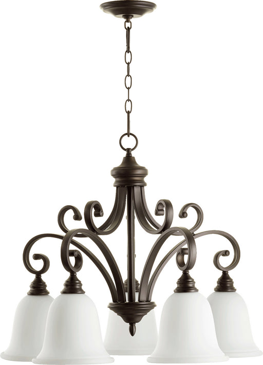 Myhouse Lighting Quorum - 6354-5-186 - Five Light Chandelier - Bryant - Oiled Bronze w/ Satin Opal