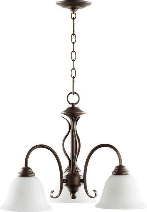 Myhouse Lighting Quorum - 6410-3-186 - Three Light Chandelier - Spencer - Oiled Bronze w/ Satin Opal