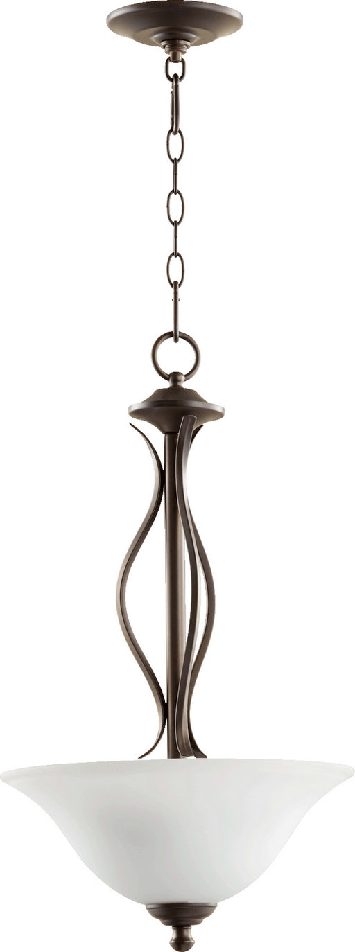 Myhouse Lighting Quorum - 8110-3-186 - Three Light Pendant - Spencer - Oiled Bronze w/ Satin Opal