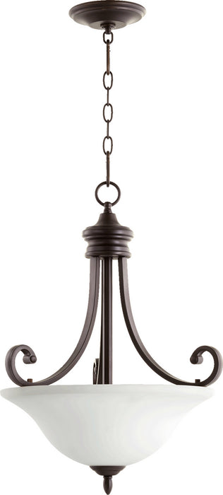 Myhouse Lighting Quorum - 8154-3-186 - Three Light Pendant - Bryant - Oiled Bronze w/ Satin Opal