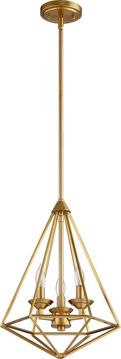 Myhouse Lighting Quorum - 8311-3-80 - Three Light Pendant - Bennett - Aged Brass