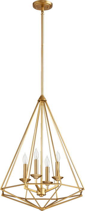 Myhouse Lighting Quorum - 8311-4-80 - Four Light Pendant - Bennett - Aged Brass