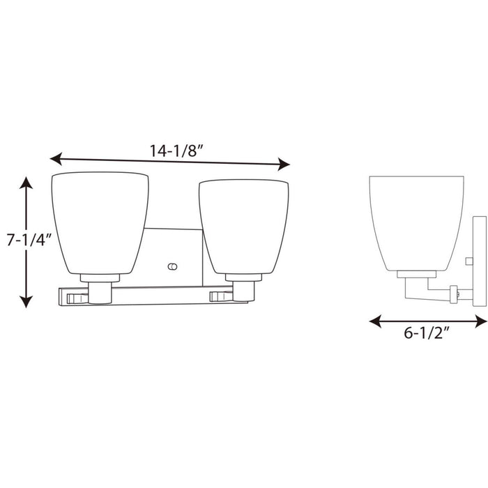 Myhouse Lighting Progress Lighting - P2166-09 - Two Light Bath Bracket - Fleet - Brushed Nickel