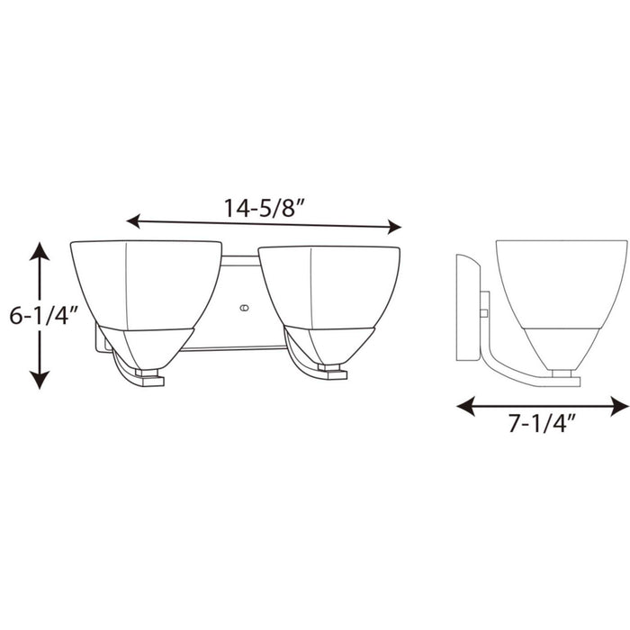 Myhouse Lighting Progress Lighting - P2701-09 - Two Light Bath Bracket - Appeal - Brushed Nickel