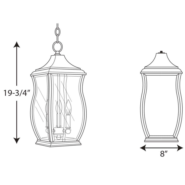 Myhouse Lighting Progress Lighting - P5504-108 - Three Light Hanging Lantern - Township - Oil Rubbed Bronze