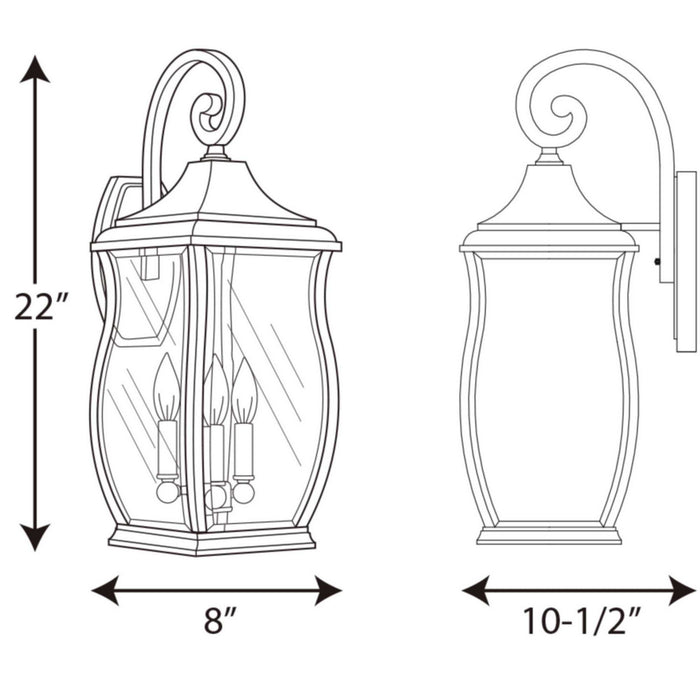 Myhouse Lighting Progress Lighting - P5699-108 - Three Light Large Wall Lantern - Township - Oil Rubbed Bronze