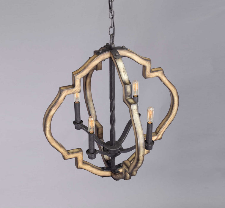 Myhouse Lighting Progress Lighting - P4766-71 - Four Light Chandelier - Spicewood - Gilded Iron