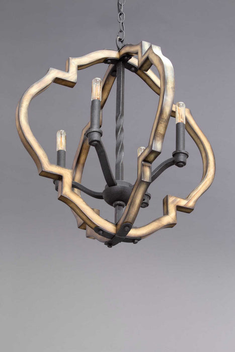 Myhouse Lighting Progress Lighting - P4766-71 - Four Light Chandelier - Spicewood - Gilded Iron