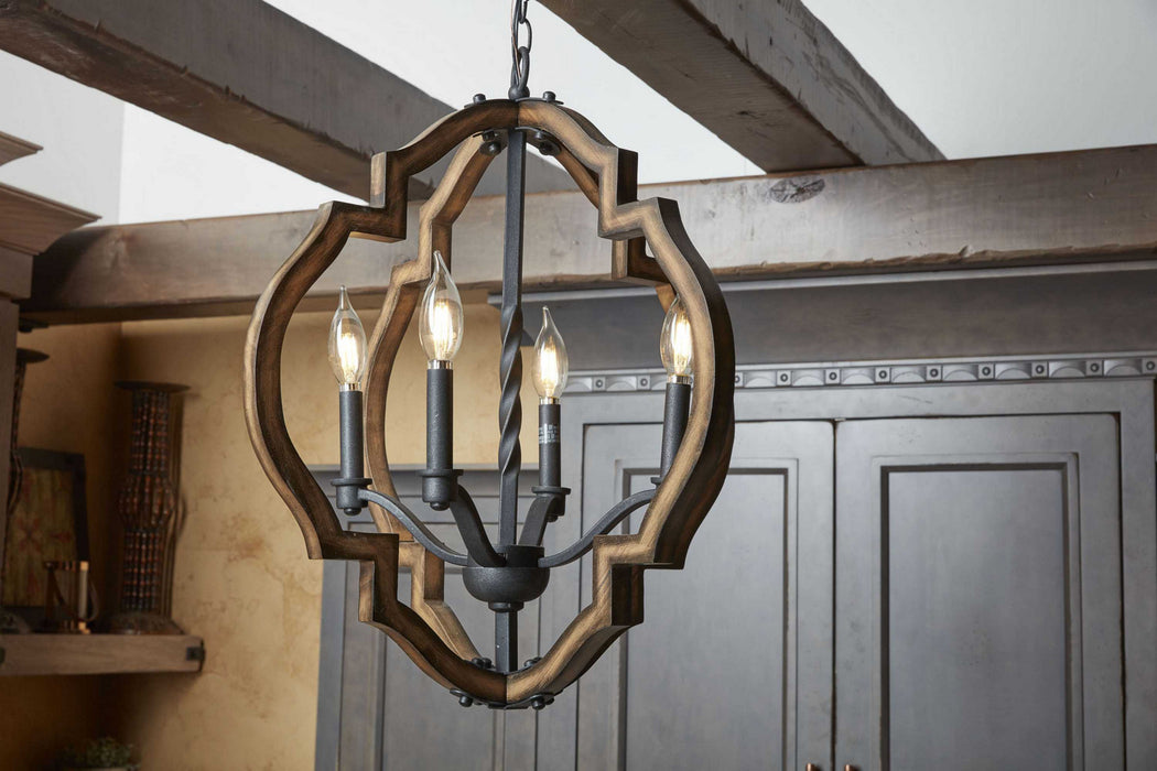 Myhouse Lighting Progress Lighting - P4766-71 - Four Light Chandelier - Spicewood - Gilded Iron