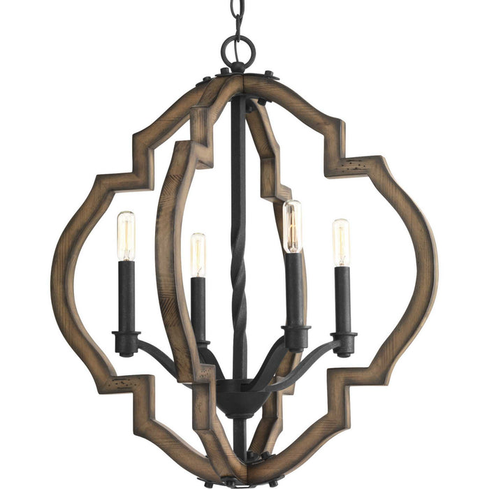 Myhouse Lighting Progress Lighting - P4766-71 - Four Light Chandelier - Spicewood - Gilded Iron