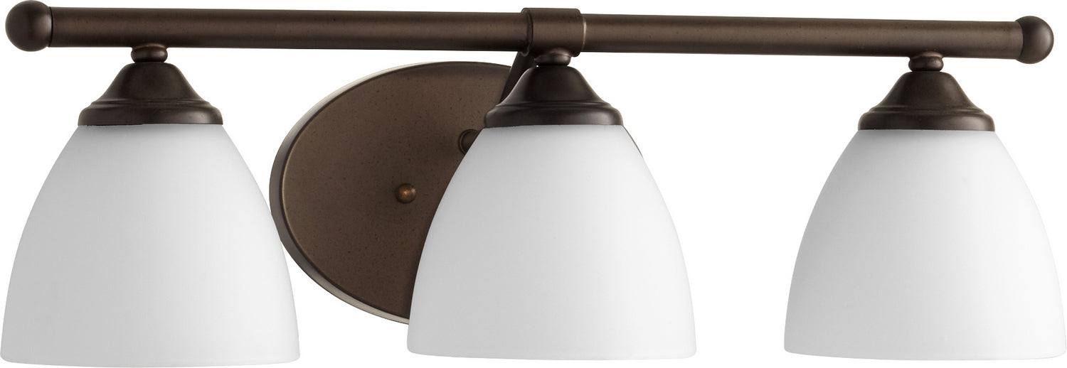 Myhouse Lighting Quorum - 5150-3-86 - Three Light Vanity - Brooks - Oiled Bronze w/ Satin Opal