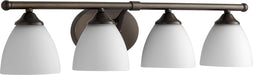 Myhouse Lighting Quorum - 5150-4-86 - Four Light Vanity - Brooks - Oiled Bronze w/ Satin Opal