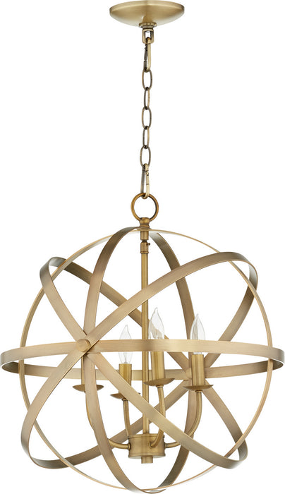 Myhouse Lighting Quorum - 6009-4-80 - Four Light Chandelier - Celeste - Aged Brass