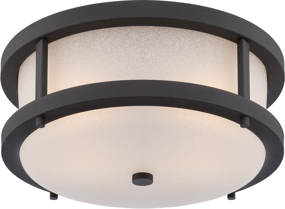 Myhouse Lighting Nuvo Lighting - 62-653 - LED Outdoor Flush Mount - Willis - Textured Black / Antique White Glass