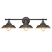 Myhouse Lighting Westinghouse Lighting - 6344900 - Three Light Wall Sconce - Iron Hill - Oil Rubbed Bronze With Highlights
