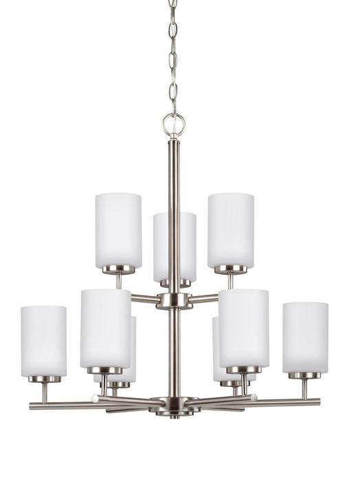 Myhouse Lighting Generation Lighting - 31162-962 - Nine Light Chandelier - Oslo - Brushed Nickel