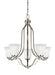 Myhouse Lighting Generation Lighting - 3139005EN3-962 - Five Light Chandelier - Emmons - Brushed Nickel