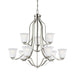 Myhouse Lighting Generation Lighting - 3139009-962 - Nine Light Chandelier - Emmons - Brushed Nickel