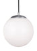 Myhouse Lighting Visual Comfort Studio - 6020-04 - One Light Pendant - Leo - Hanging Globe - Satin Aluminum