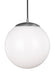 Myhouse Lighting Visual Comfort Studio - 6022-04 - One Light Pendant - Leo - Hanging Globe - Satin Aluminum