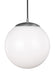 Myhouse Lighting Visual Comfort Studio - 6022EN3-04 - One Light Pendant - Leo - Hanging Globe - Satin Aluminum