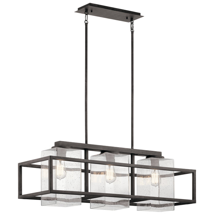 Myhouse Lighting Kichler - 49805WZC - Three Light Outdoor Linear Chandelier - Wright - Weathered Zinc