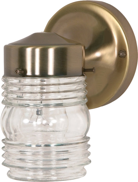 Myhouse Lighting Nuvo Lighting - SF77-995 - One Light Outdoor Wall Lantern - Antique Brass / Clear Ribbed