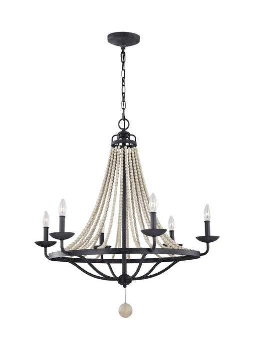 Myhouse Lighting Visual Comfort Studio - F3129/6DWZ/DWG - Six Light Chandelier - Nori - Dark Weathered Zinc / Driftwood Grey