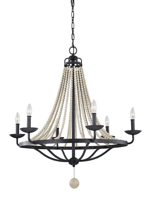 Myhouse Lighting Visual Comfort Studio - F3129/6DWZ/DWG - Six Light Chandelier - Nori - Dark Weathered Zinc / Driftwood Grey