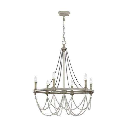 Myhouse Lighting Visual Comfort Studio - F3132/6FWO/DWW - Six Light Chandelier - Beverly - French Washed Oak / Distressed White Wood