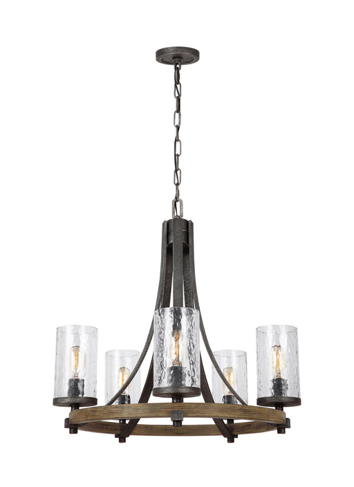 Myhouse Lighting Visual Comfort Studio - F3133/5DWK/SGM - Five Light Chandelier - Angelo - Distressed Weathered Oak / Slate Grey Metal