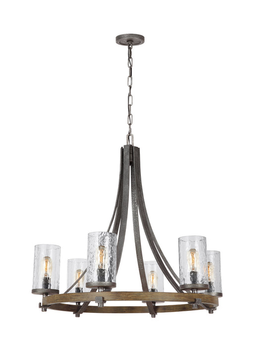 Myhouse Lighting Visual Comfort Studio - F3134/6DWK/SGM - Six Light Chandelier - Angelo - Distressed Weathered Oak / Slate Grey Metal