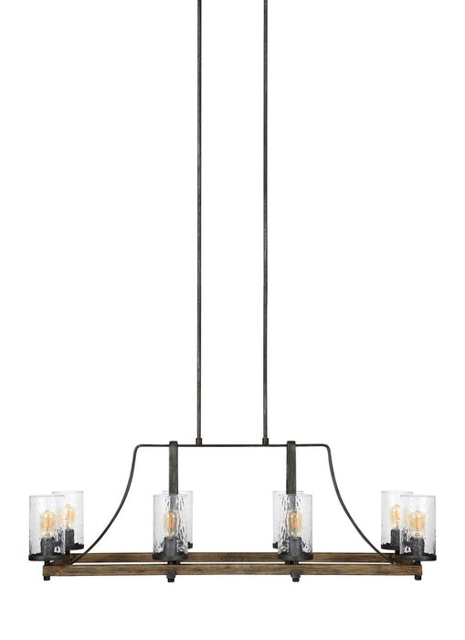 Myhouse Lighting Visual Comfort Studio - F3136/8DWK/SGM - Eight Light Island Chandelier - Angelo - Distressed Weathered Oak / Slate Grey Metal