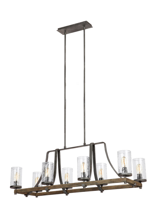 Myhouse Lighting Visual Comfort Studio - F3136/8DWK/SGM - Eight Light Island Chandelier - Angelo - Distressed Weathered Oak / Slate Grey Metal