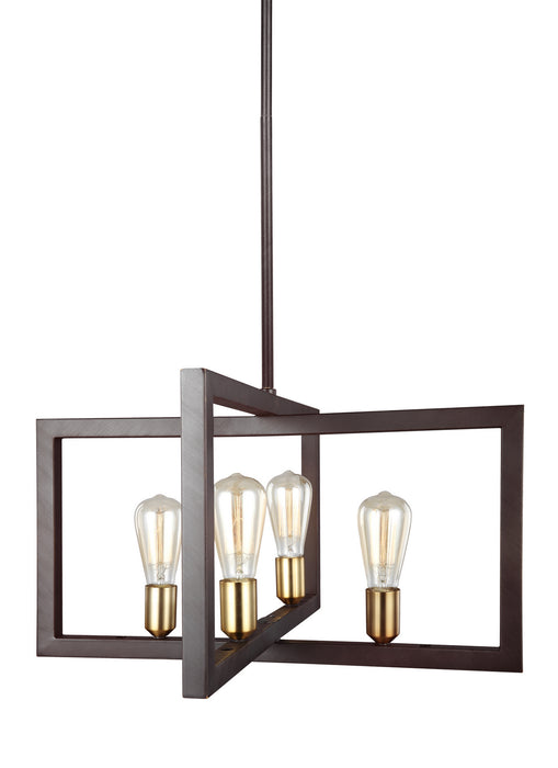 Myhouse Lighting Visual Comfort Studio - F3145/4NWB - Four Light Chandelier - Finnegan - New World Bronze