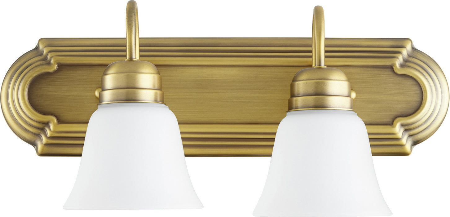 Myhouse Lighting Quorum - 5094-2-80 - Two Light Vanity - Aged Brass w/ Satin Opal