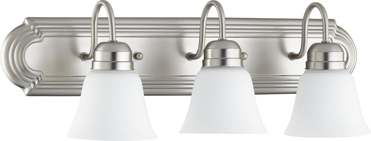 Myhouse Lighting Quorum - 5094-3-65 - Three Light Vanity - 5094 Vanities - Satin Nickel w/ Satin Opal