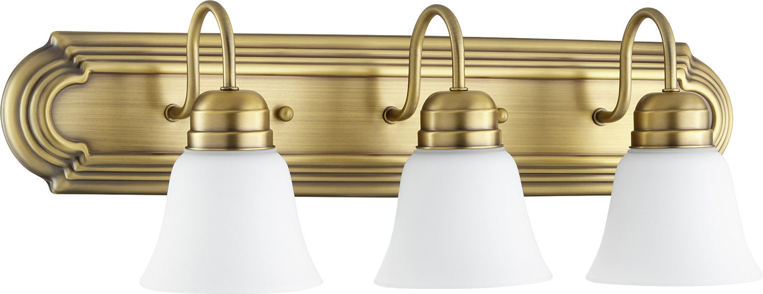 Myhouse Lighting Quorum - 5094-3-80 - Three Light Vanity - Aged Brass w/ Satin Opal