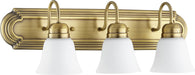 Myhouse Lighting Quorum - 5094-3-80 - Three Light Vanity - Aged Brass w/ Satin Opal