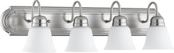 Myhouse Lighting Quorum - 5094-4-65 - Four Light Vanity - 5094 Vanities - Satin Nickel w/ Satin Opal