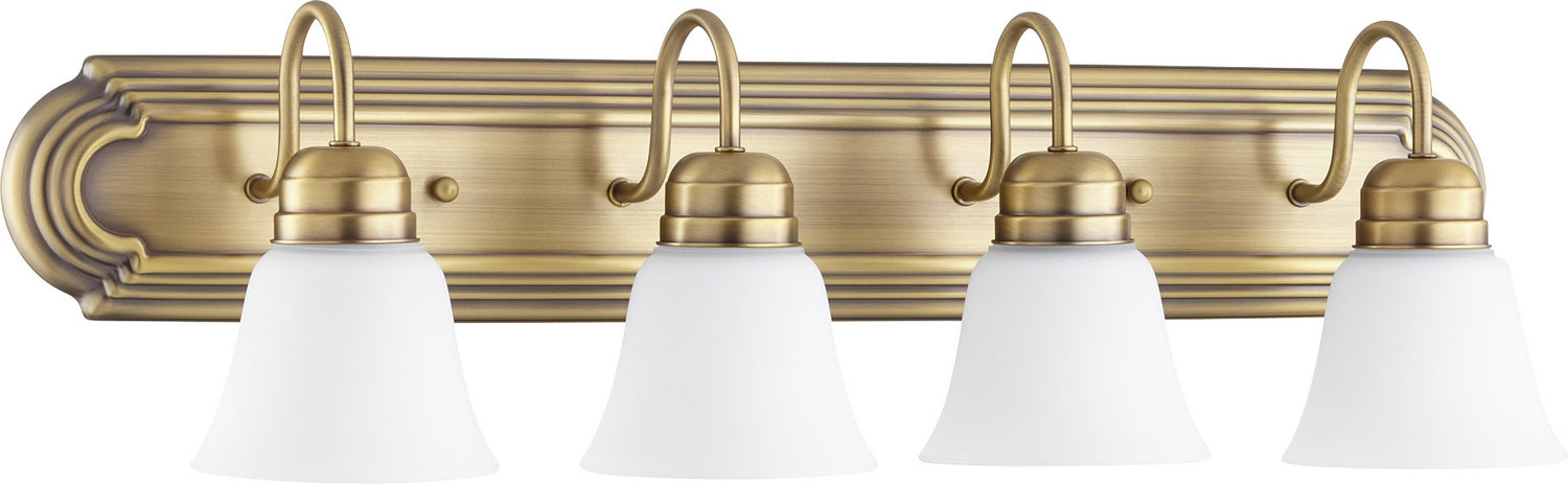 Myhouse Lighting Quorum - 5094-4-80 - Four Light Vanity - Aged Brass w/ Satin Opal