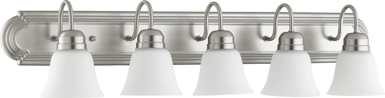 Myhouse Lighting Quorum - 5094-5-65 - Five Light Vanity - 5094 Vanities - Satin Nickel w/ Satin Opal