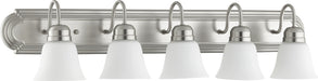 Myhouse Lighting Quorum - 5094-5-65 - Five Light Vanity - 5094 Vanities - Satin Nickel w/ Satin Opal