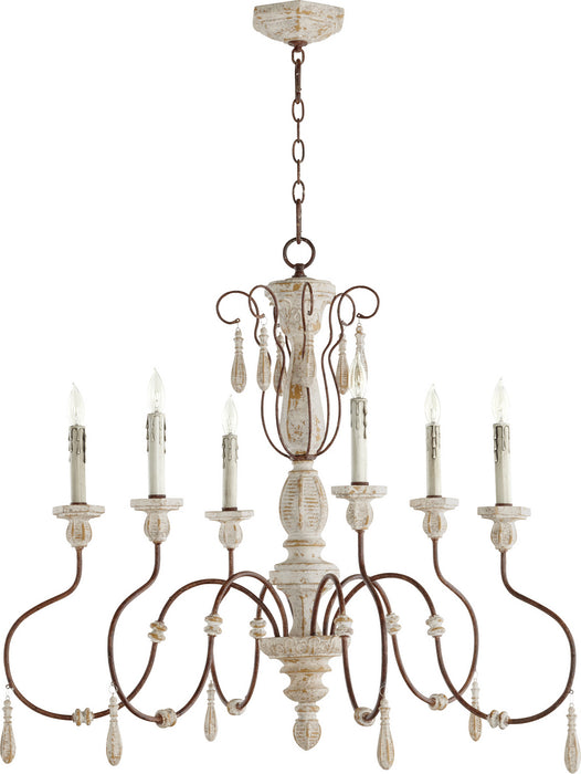 Myhouse Lighting Quorum - 6152-6-156 - Six Light Chandelier - La Maison - Manchester Grey w/ Rust Accents