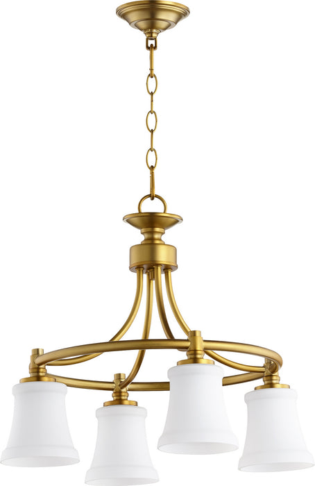 Myhouse Lighting Quorum - 6422-4-80 - Four Light Chandelier - Rossington - Aged Brass