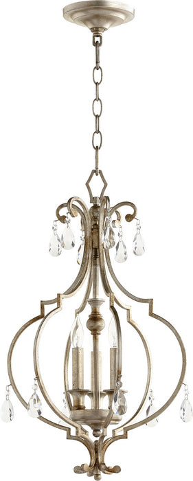 Myhouse Lighting Quorum - 6714-3-60 - Three Light Entry Pendant - Ansley - Aged Silver Leaf