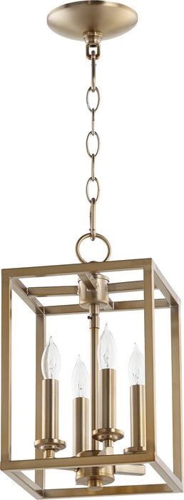 Myhouse Lighting Quorum - 6731-4-180 - Four Light Entry Pendant - Cuboid Entries - Aged Brass