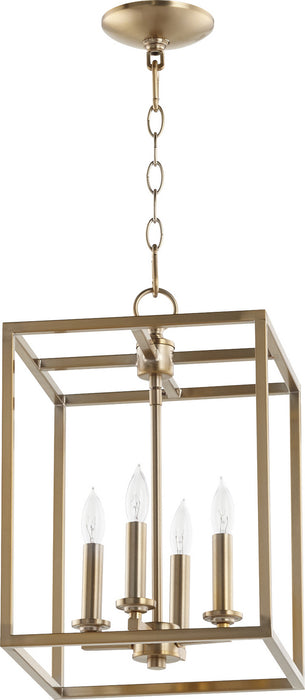 Myhouse Lighting Quorum - 6731-4-80 - Four Light Entry Pendant - Cuboid Entries - Aged Brass