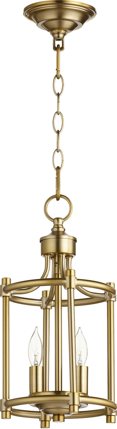 Myhouse Lighting Quorum - 6822-2-80 - Two Light Entry Pendant - Rossington - Aged Brass